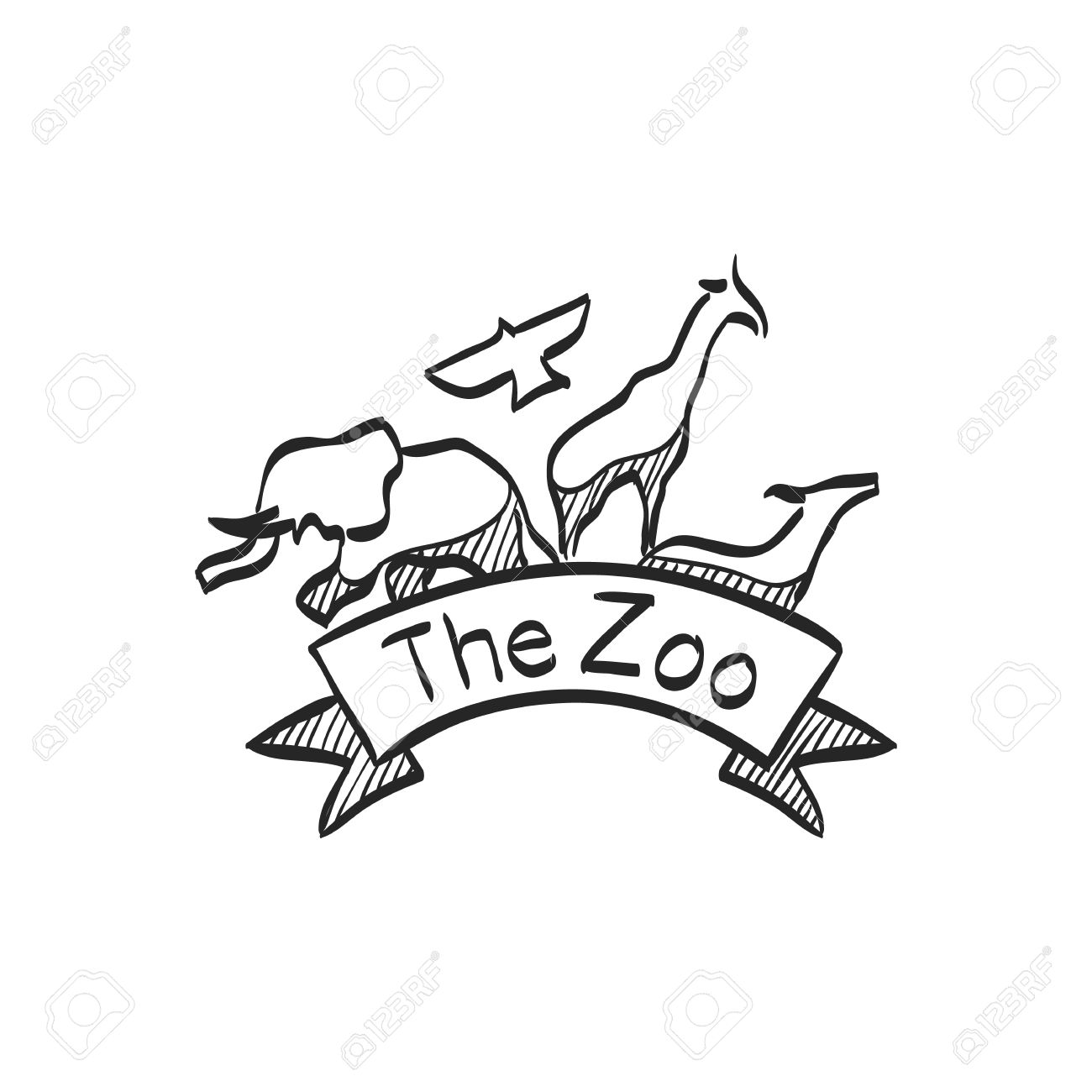 Zoo Gate Icon In Doodle Sketch Lines. Animal Park Jungle Safari ...