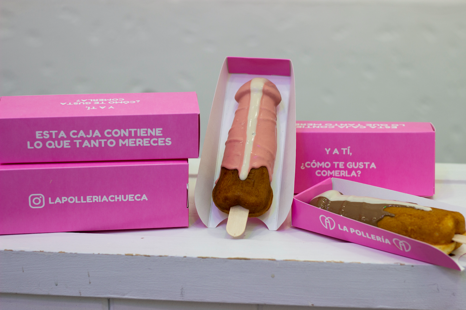 La Pollería is a very popular dessert shop in Madrid's Chueca neighborhod, serving penis-shaped ice cream on a stick. Its sister location is La Coñería.