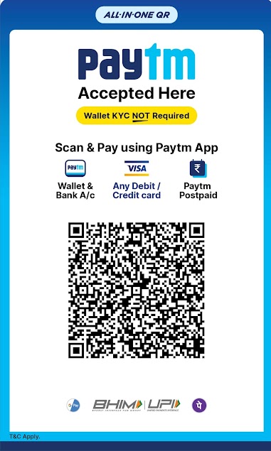 Scan QR Code for Online Payment Payment by Paytm, Phone, Rupay,PhonePe