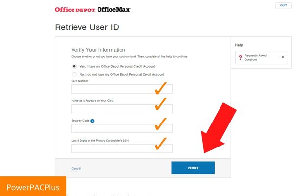 recover username of office depot credit card account