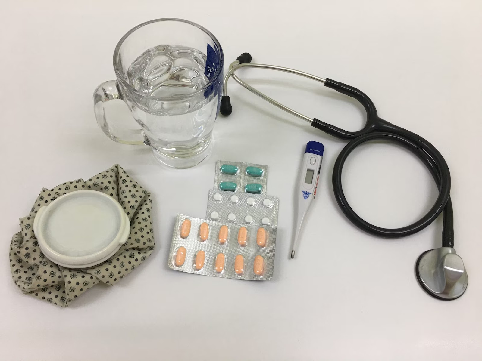 Medicines, thermometer, stethoscope and icebag - Autumn Allergies