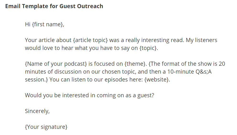 podcast outreach email