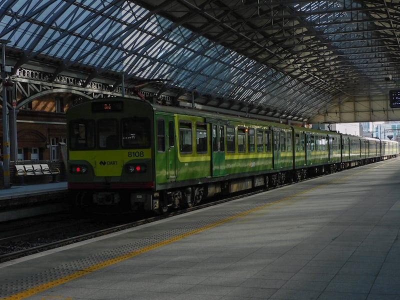 DART train at Pearse Station in Dublin.
