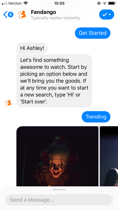 popular chatbots fandango bot