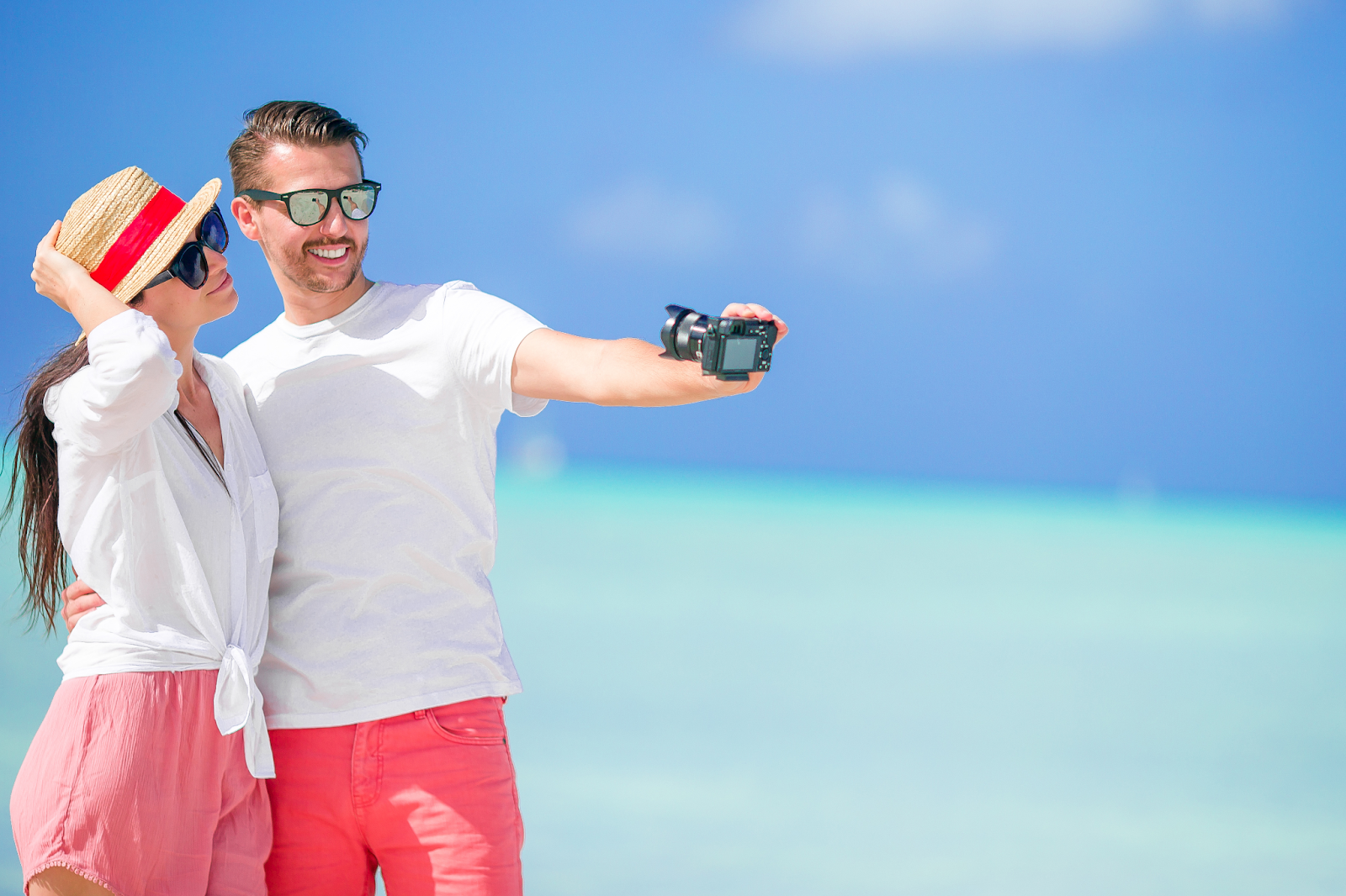 taking selfies on the beach