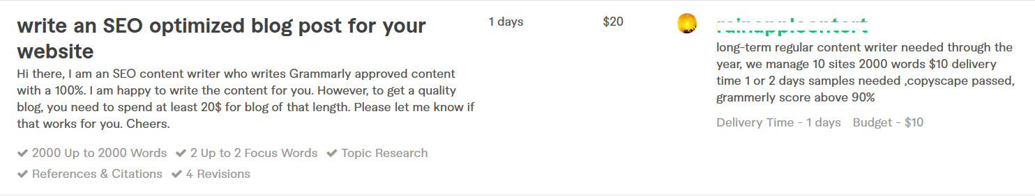 Fiverr buyer request example 3