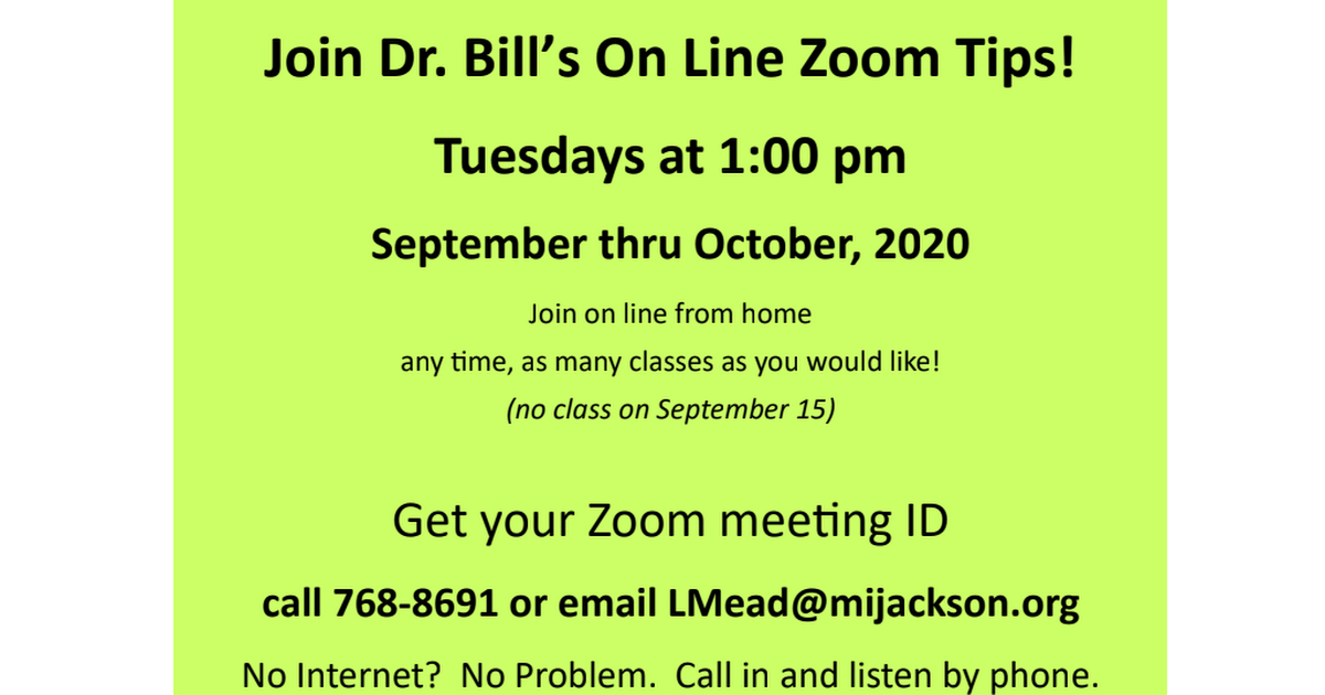 2020 Zoom Classes with Dr Bill  Sept Oct.pdf