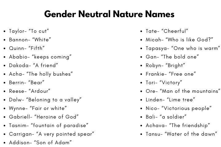 Gender Neutral Nature Names