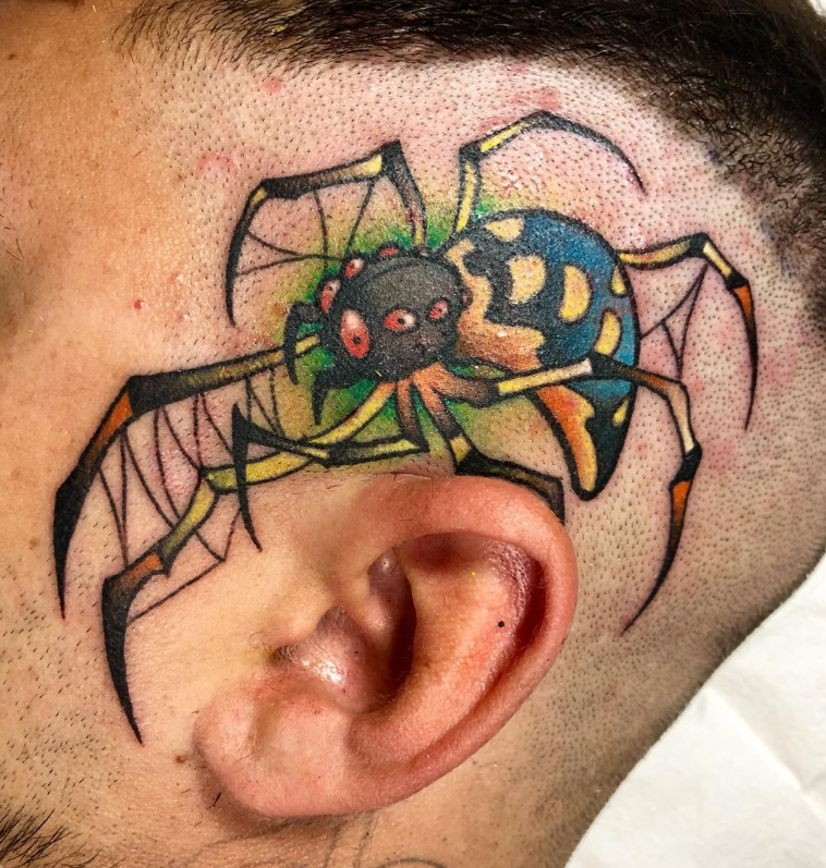 Ear Spider Tattoo