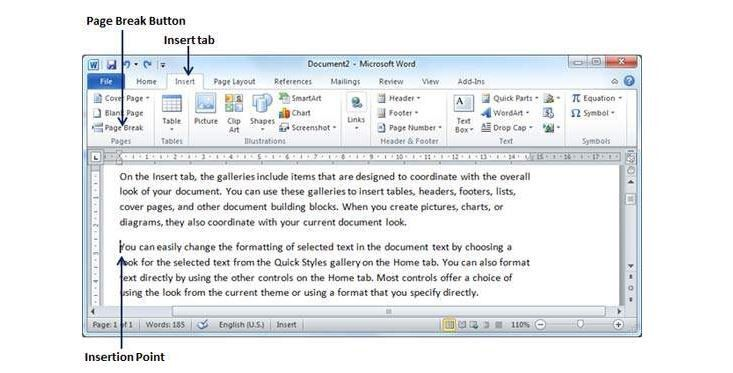 Web page to word. Page Break. Word text. "Вставка/разрыв страницы" ("Insert/Page Break" на клавиатуре. Microsoft Word Dark Theme.