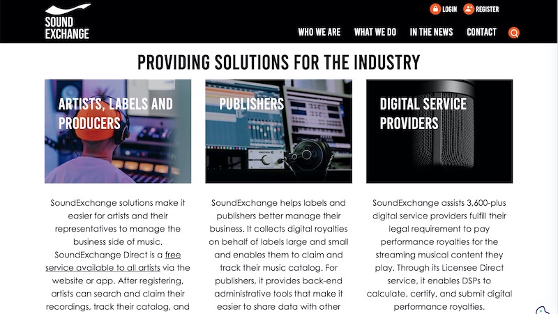 SoundExchange home page