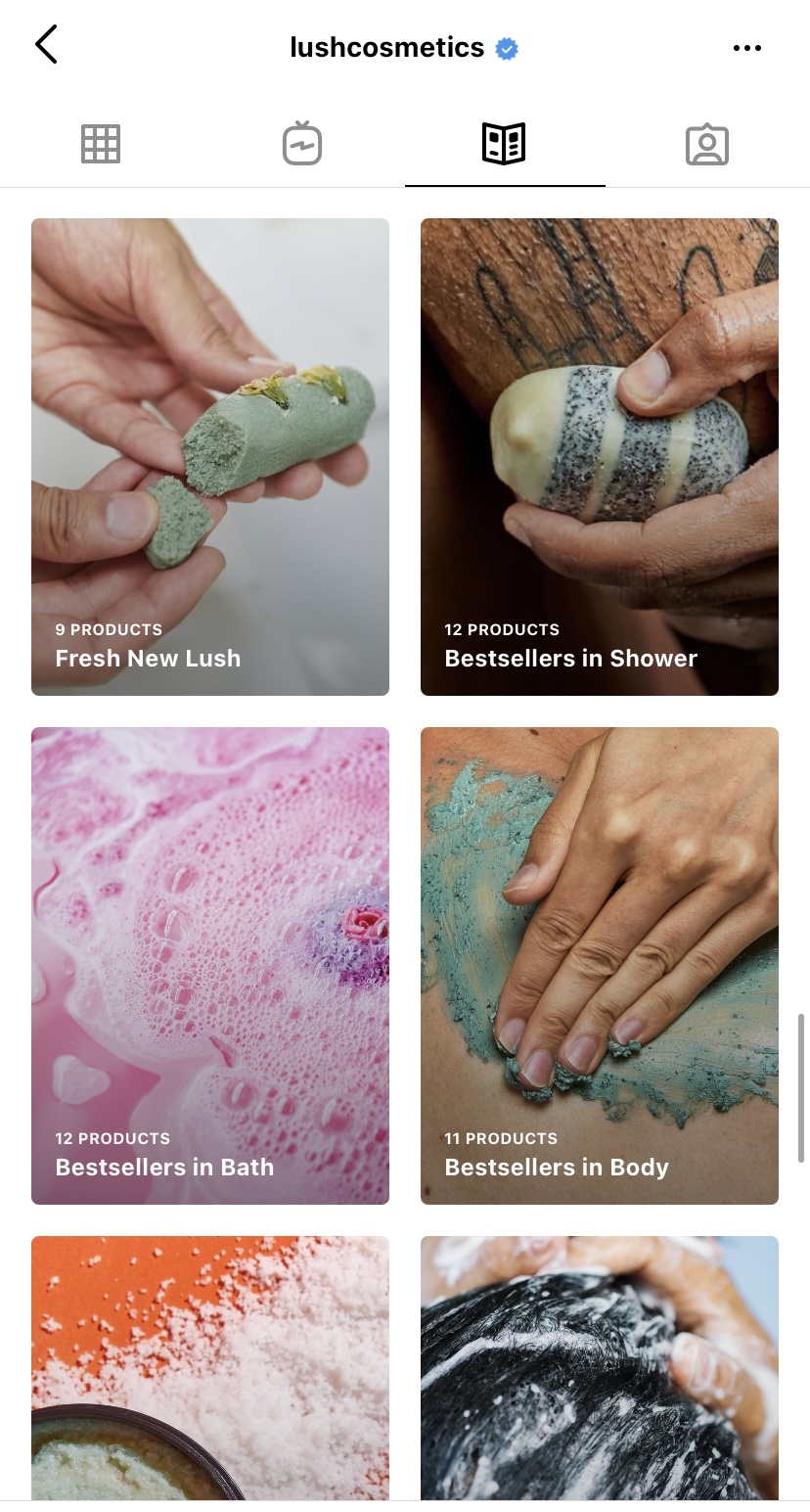 guides created by Lush cosmetics that are posted on Instagram 