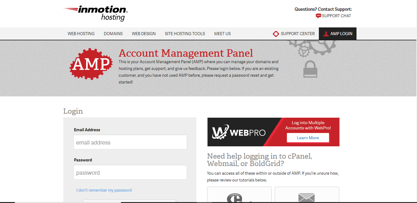 Account Management Panel login page