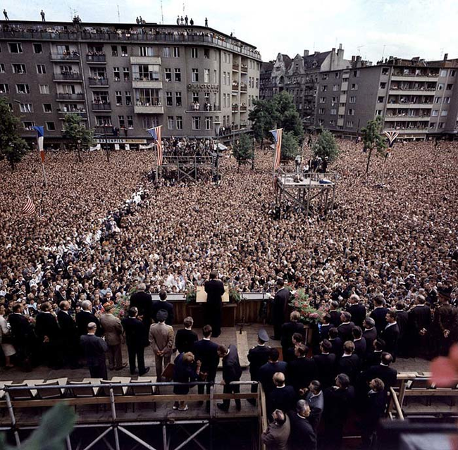 13 - JFK giving his famous quotIch bin ein berlinerquot speech in Berlin Germany