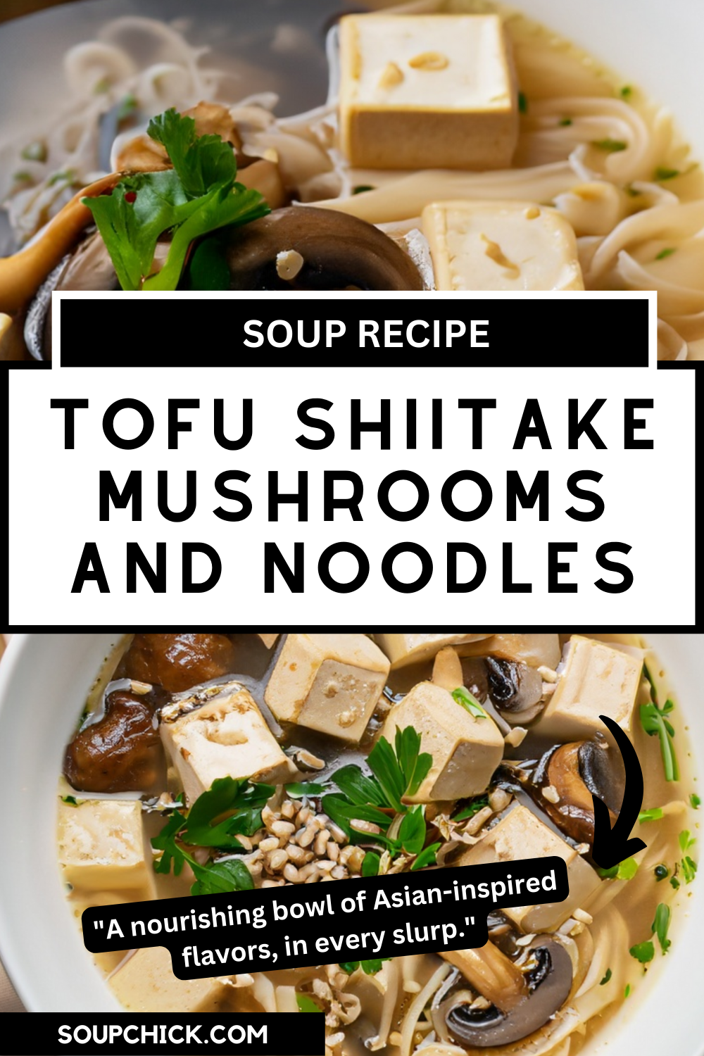 Tofu shiitake mushrooms and noodles