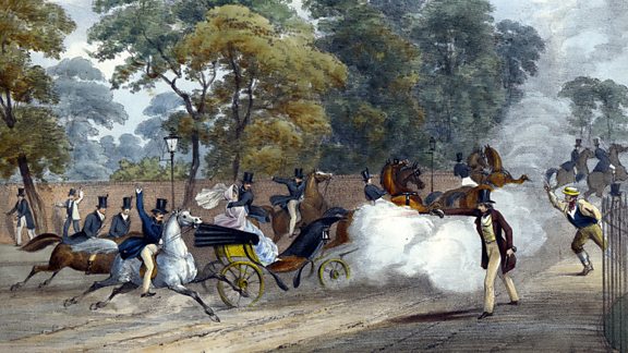 A lithograph depicting the first assassination attempt on Victoria.