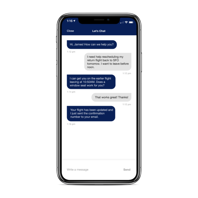 in-app customer chat bot
