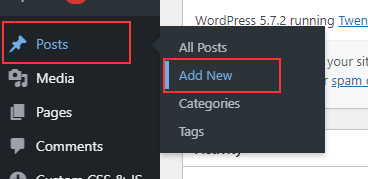 add new post in wordpress 