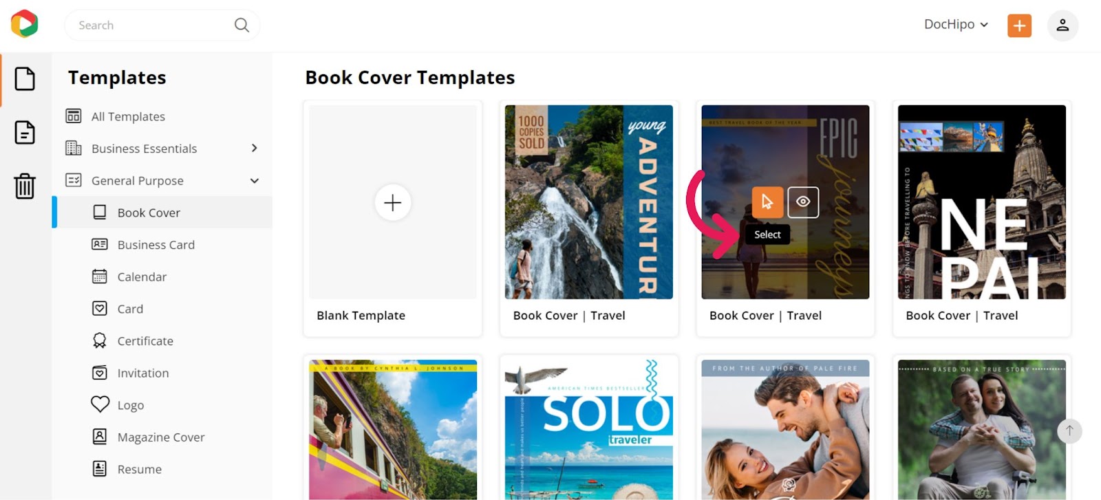 Select Book Cover Templates