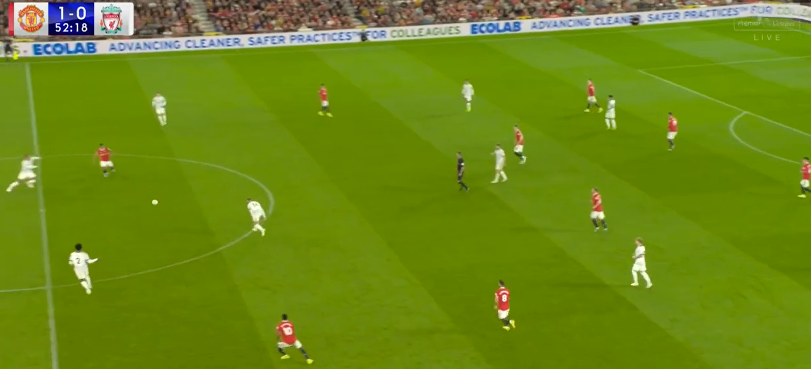 Martial is quick to react to Henderson’s poor touch. (Sky Sports)