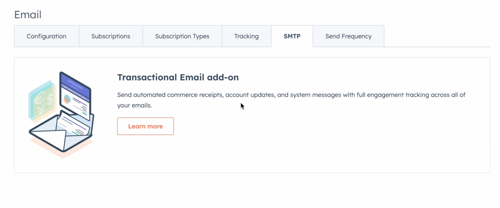 Screenshot of the transactional email settings.