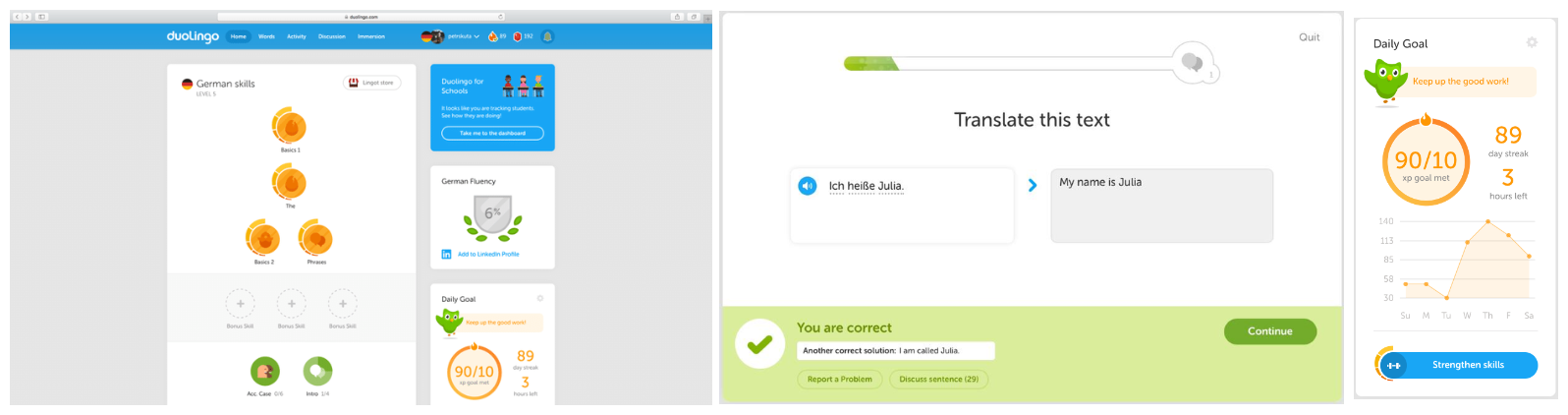 Duolingo's gamified screen