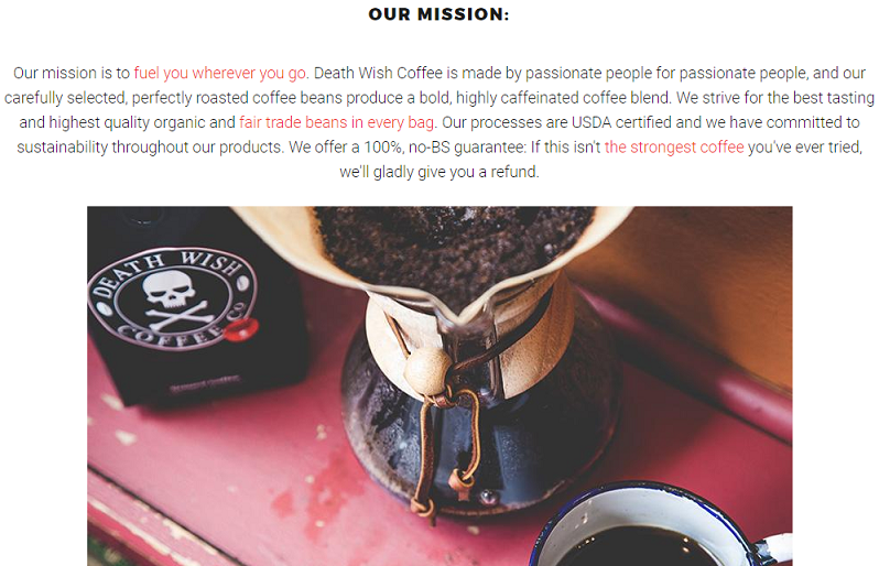 death wish coffee with brand ethos pitch.