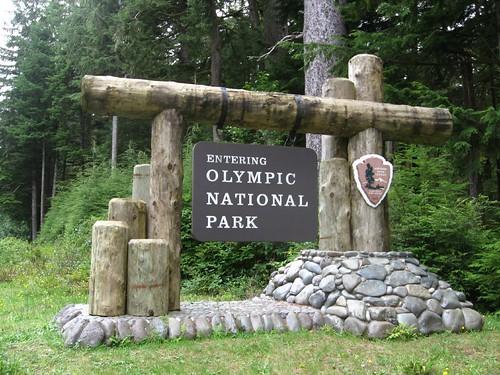 olympic national park wood entrance sign