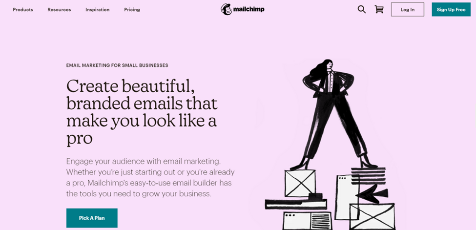 Mailchimp landing page for SaaS SEO