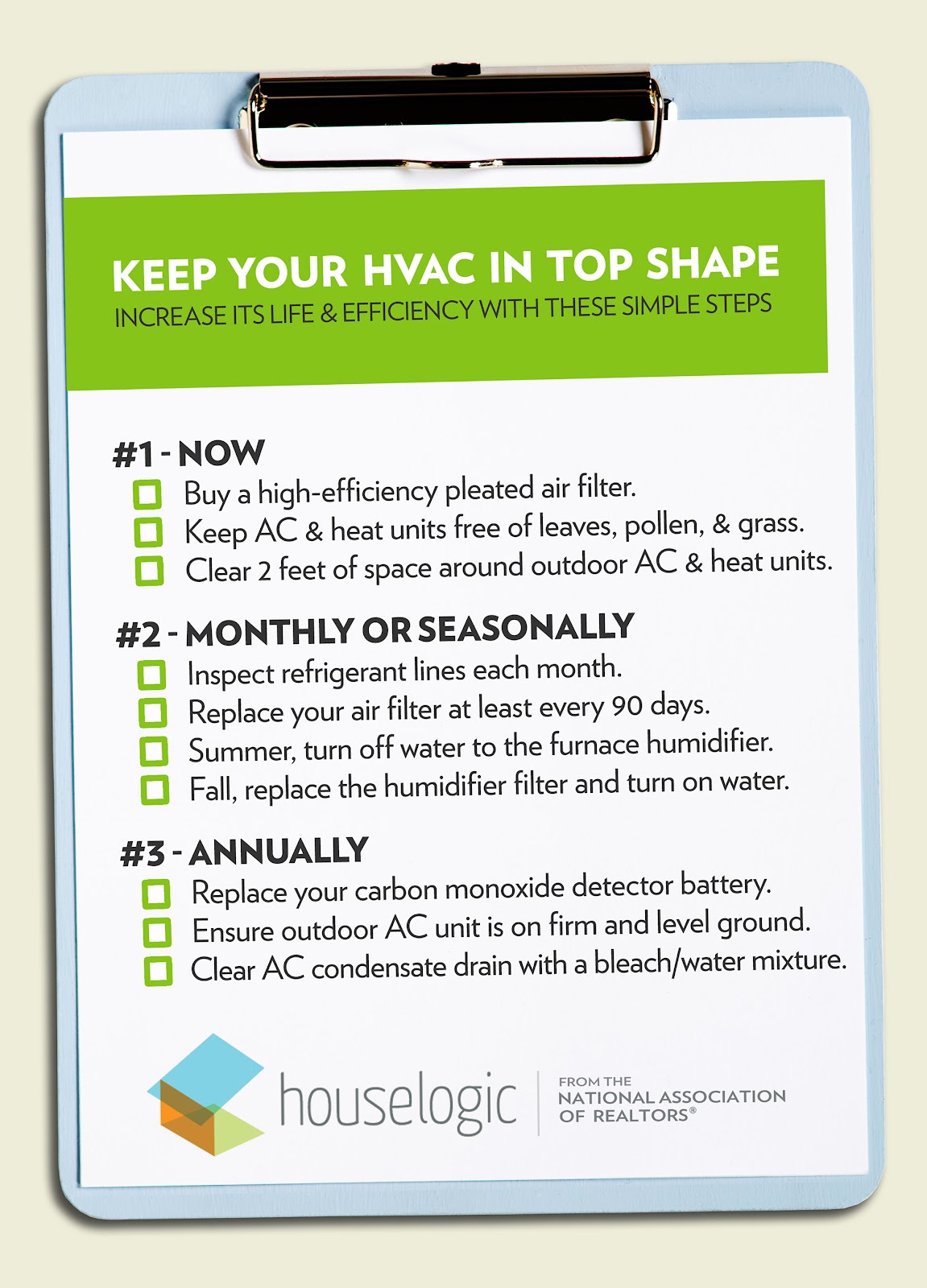 HVAC checklist for homeowners