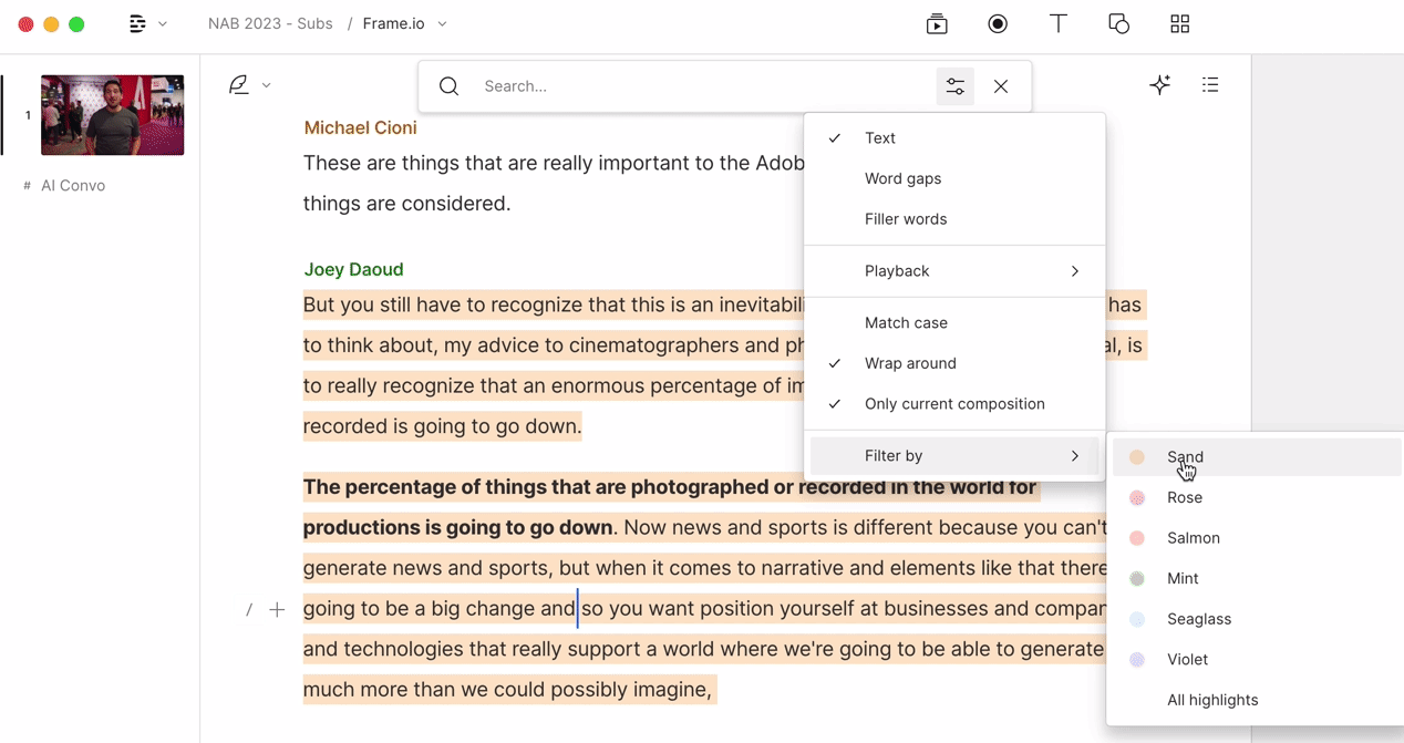 How to Search & Filter Highlights in Descript 12