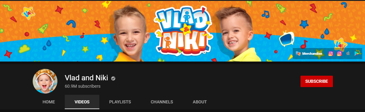 Vlad and Niki YouTube Channel