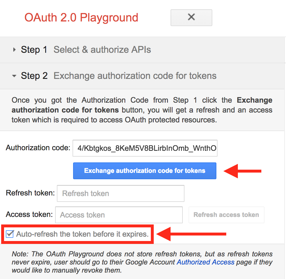 Exchange authorization code for tokens