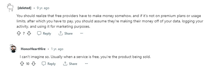 Reddit comments about Free VPN providers