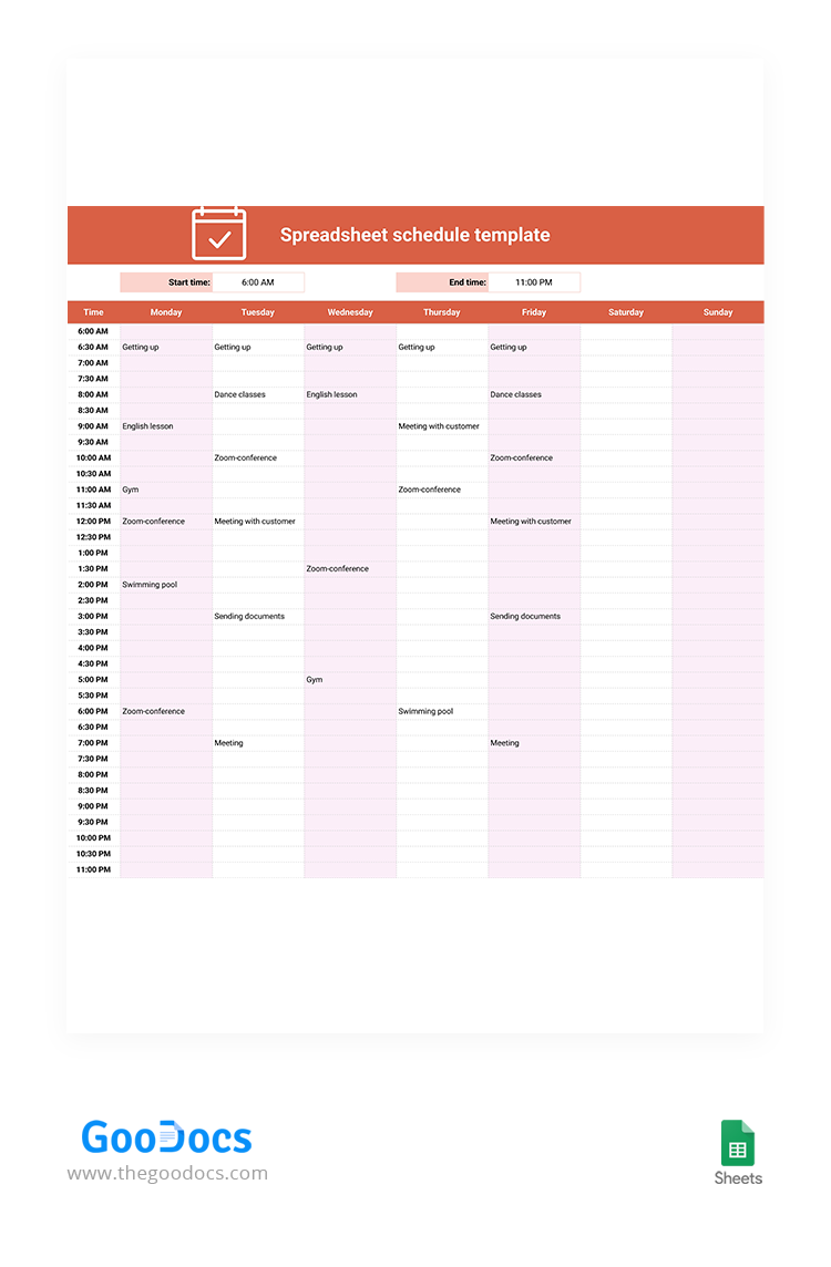 30+ Best Free Schedule Templates Google Sheets
