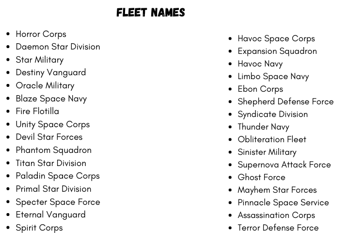 Space Fleet Name