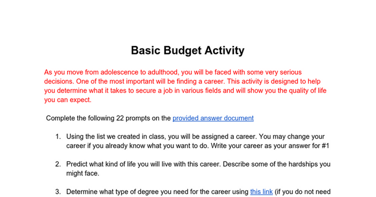 budget activity 7