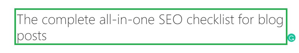 The complete all-in-one SEO checklist for blog posts
