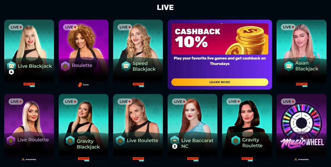 Trending Live Dealer Games at Rocket Play Casino