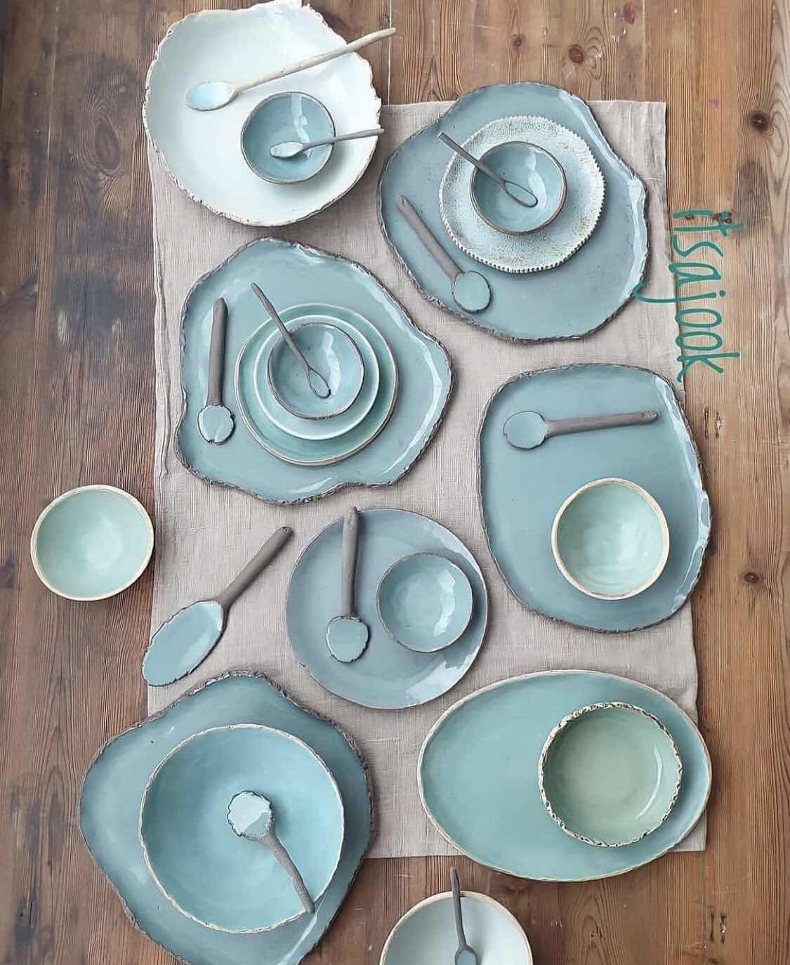 Handmade Ceramic Dinner Table Setup