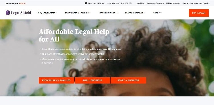 Page d'accueil de LegalShield