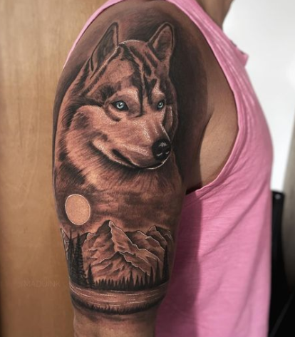 Brilliant Alpha Wolf Tattoo On Arm