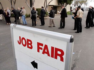 People in line at a job fair