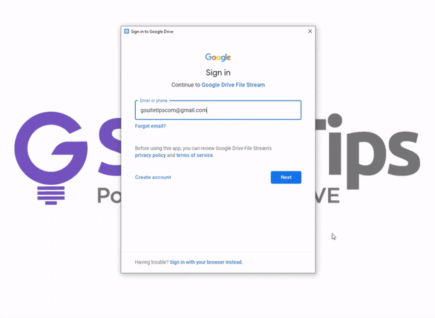 Install and set-up Google Drive client for Mac