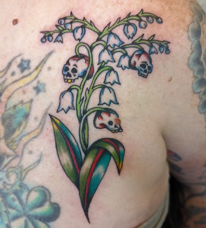 Skull Lily Of The Valley Tattoo