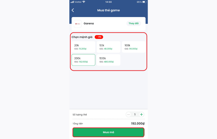 mua thẻ garena