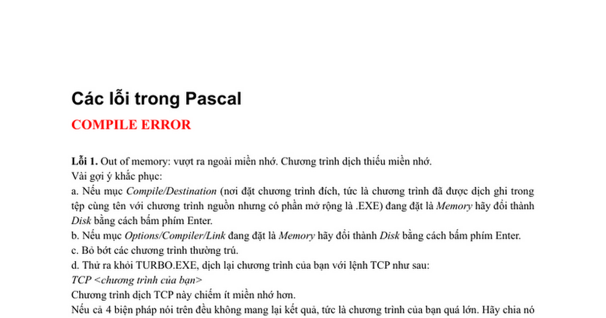 Tổng hợp các lỗi trong Free Pascal khi biên dịch - Google Docs