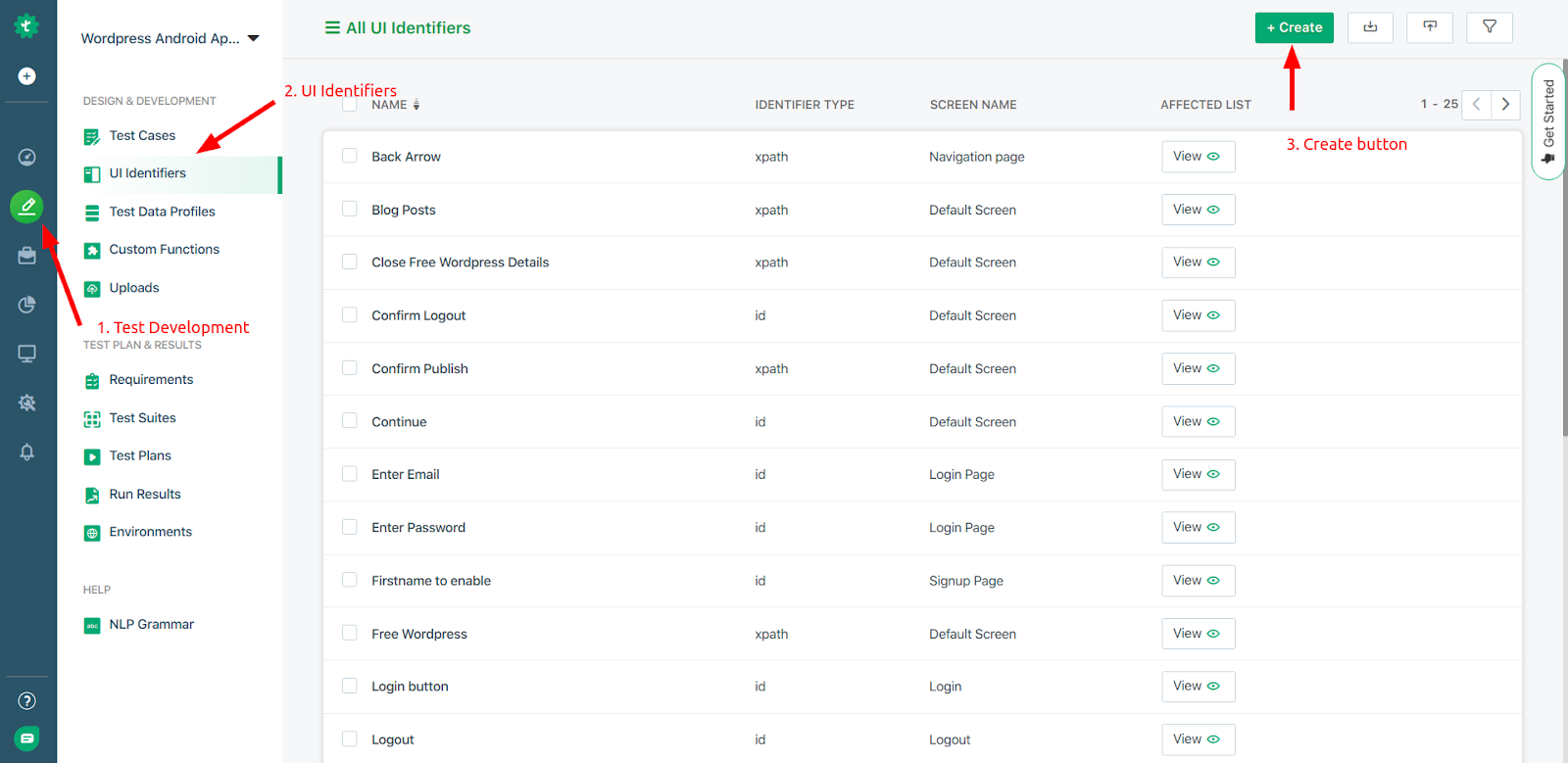 Integration Testing - UI Identifiers