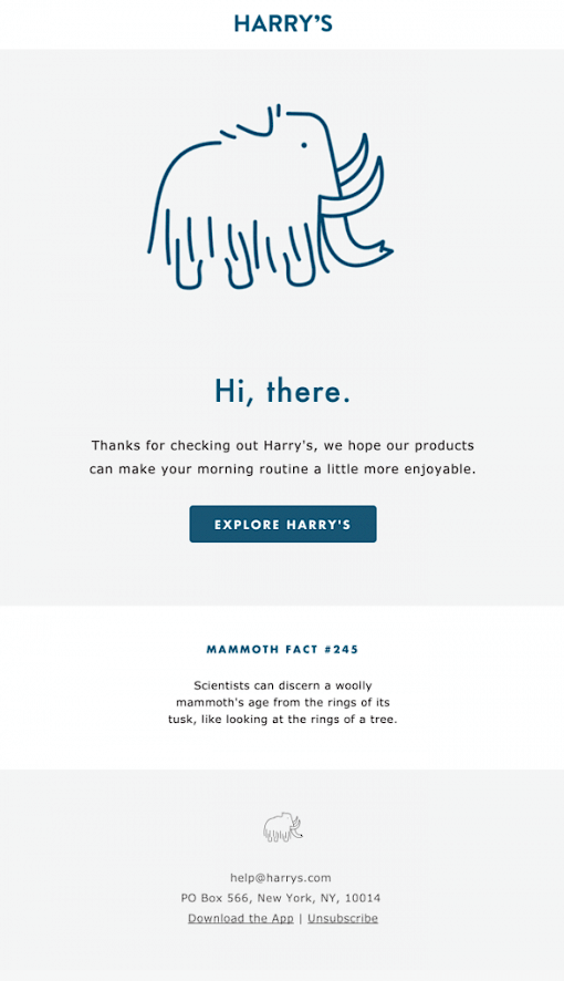 Minimalist email design by Harry's