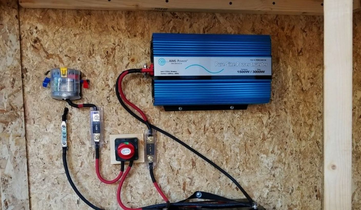 An inverter that converts DC to AC power - RV solar panels.